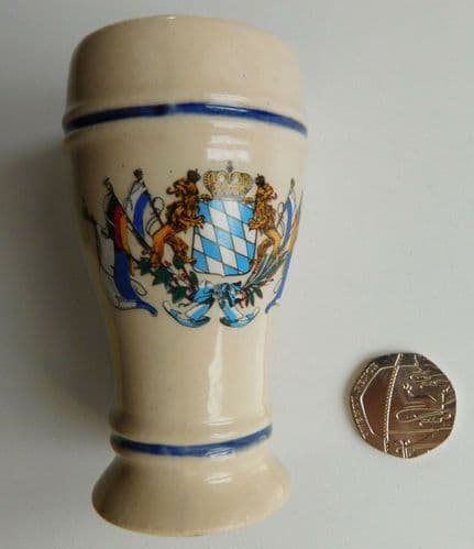 Bavarian pottery cup pot coat of arms German flag toothpick holder Oktoberfest